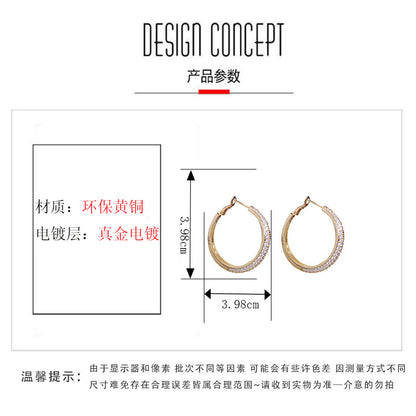 鋯石圓圈誇張耳環