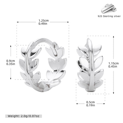 S925 歐美新款耳環輕奢橄欖葉耳飾ins風時尚樹枝樹葉飾品