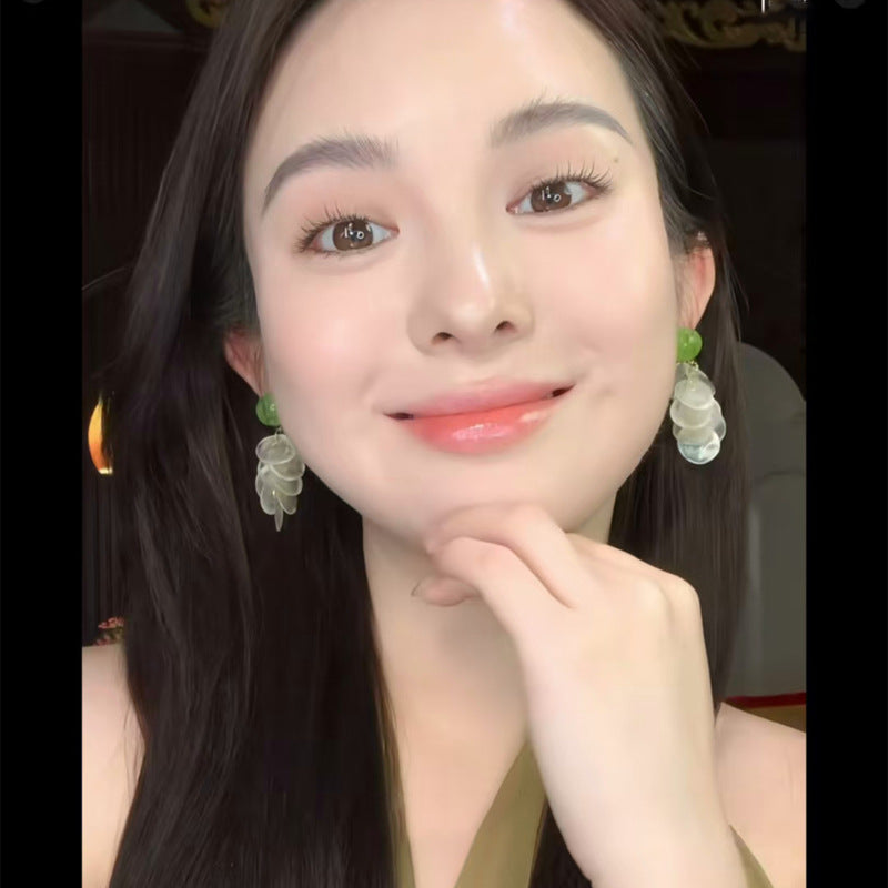 度假風水滴拉菲草耳環小清新時尚簡約百搭耳釘設計感小眾耳飾批發