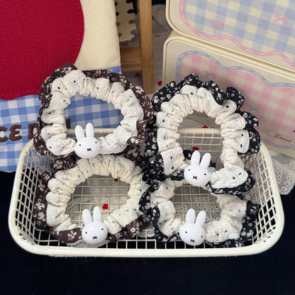 黑色兔子碎花髮圈－商品主圖｜https://igowo.tw/