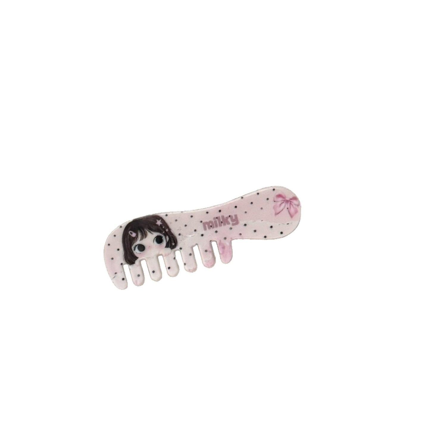 粉色卡通髮夾－綠色梳子髮夾款細節3｜https://igowo.tw/