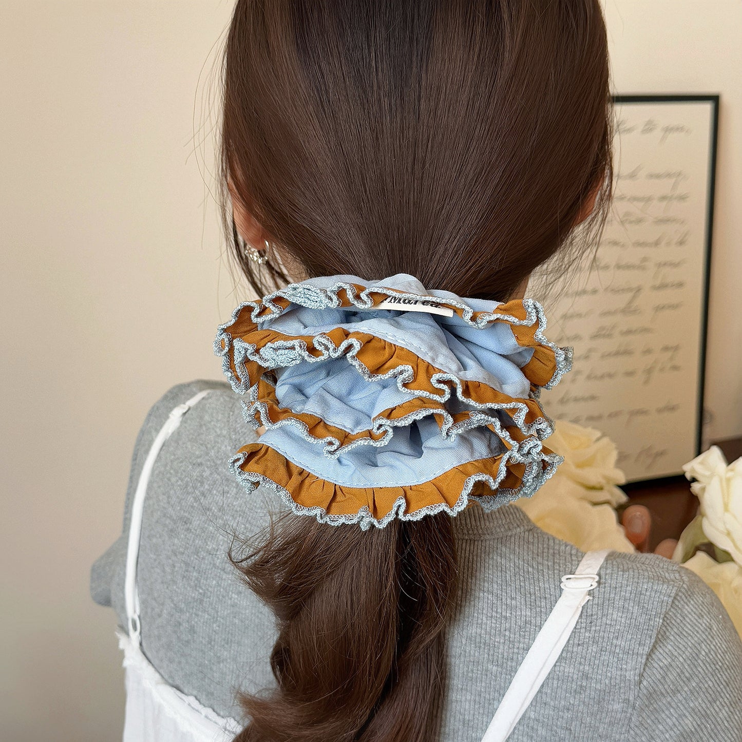 撞色大腸圈髮圈－綠色款細節｜https://igowo.tw/