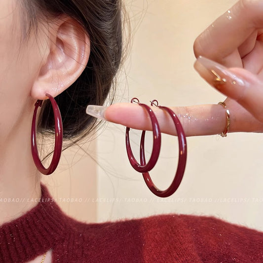 復古紅素圈耳環－商品主圖｜https://igowo.tw/