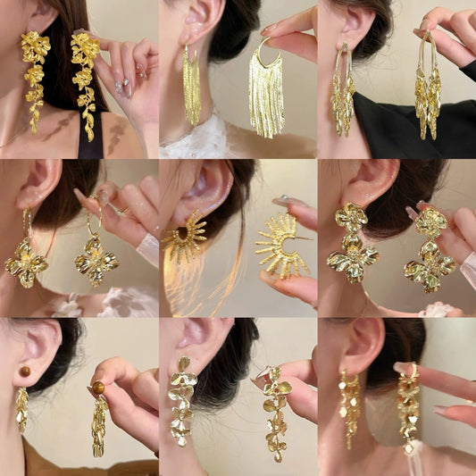 銀針花朵流蘇耳釘－商品主圖｜https://igowo.tw/