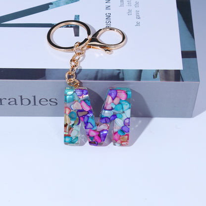 紫色樹脂字母鑰匙飾品－紫J款細節｜https://igowo.tw/