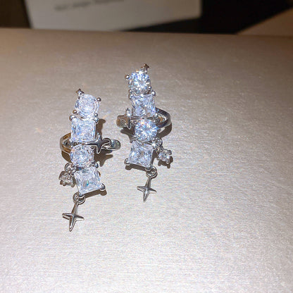璀璨芒星~閃亮鉆石耳夾女無耳洞輕奢風耳骨夾輕奢高級感百搭耳飾