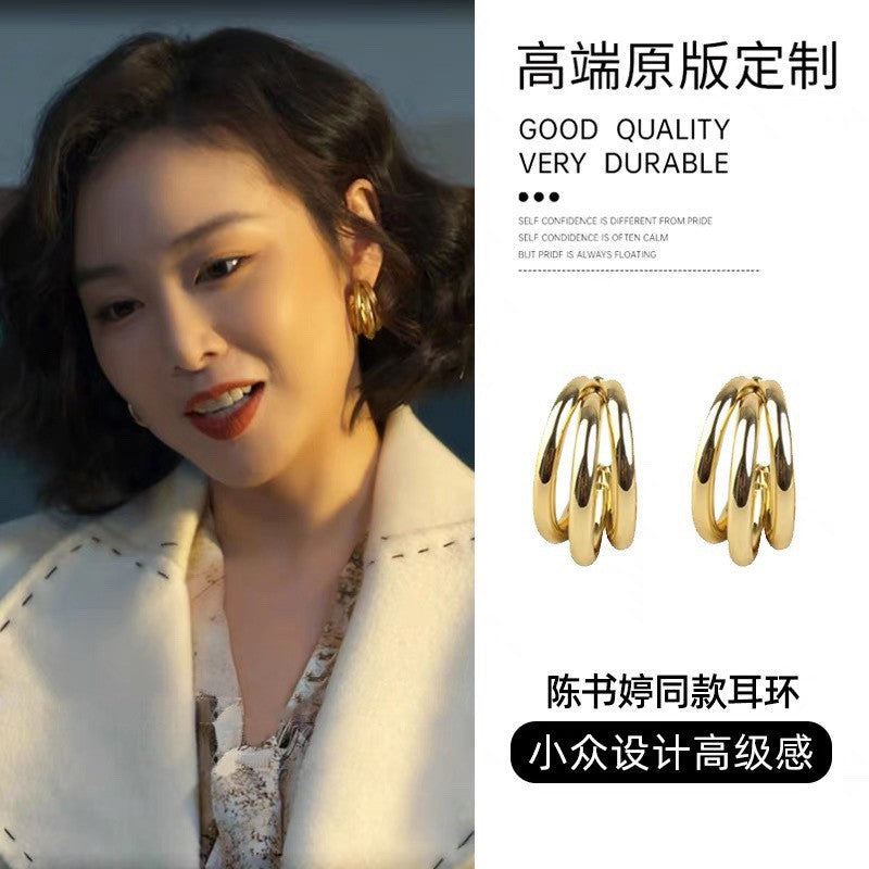真金電鍍銀針復古花朵蝴蝶珍珠耳釘夸張設計感耳環小眾高級感耳飾
