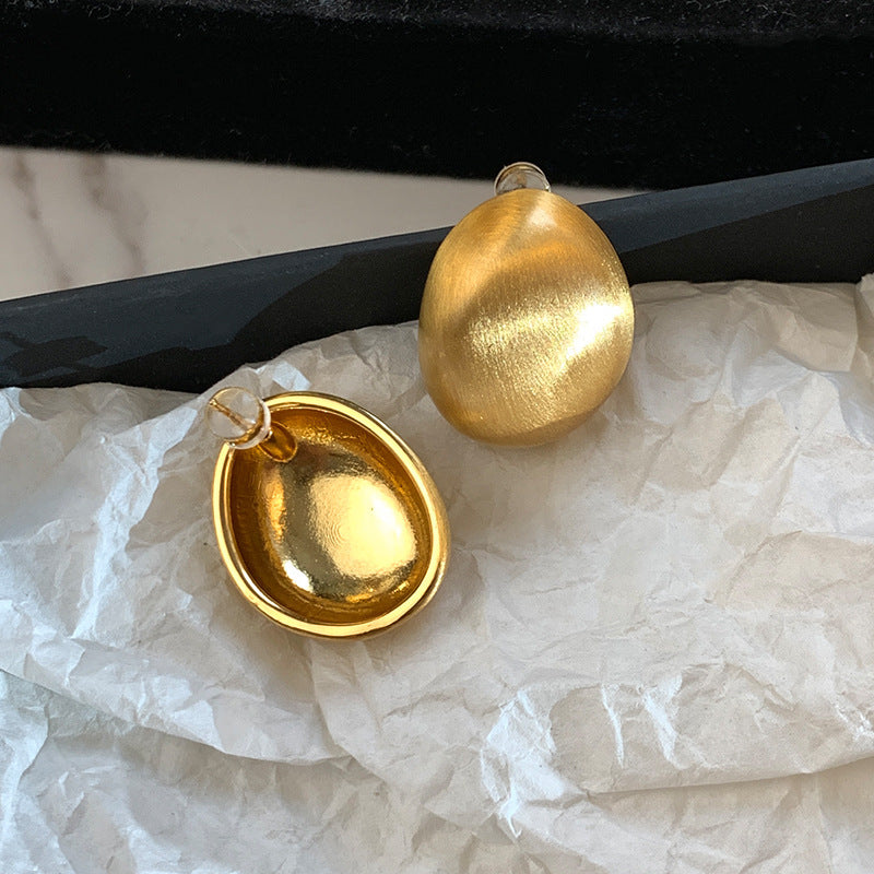 S925真金電鍍復古拉絲金屬圓球耳釘