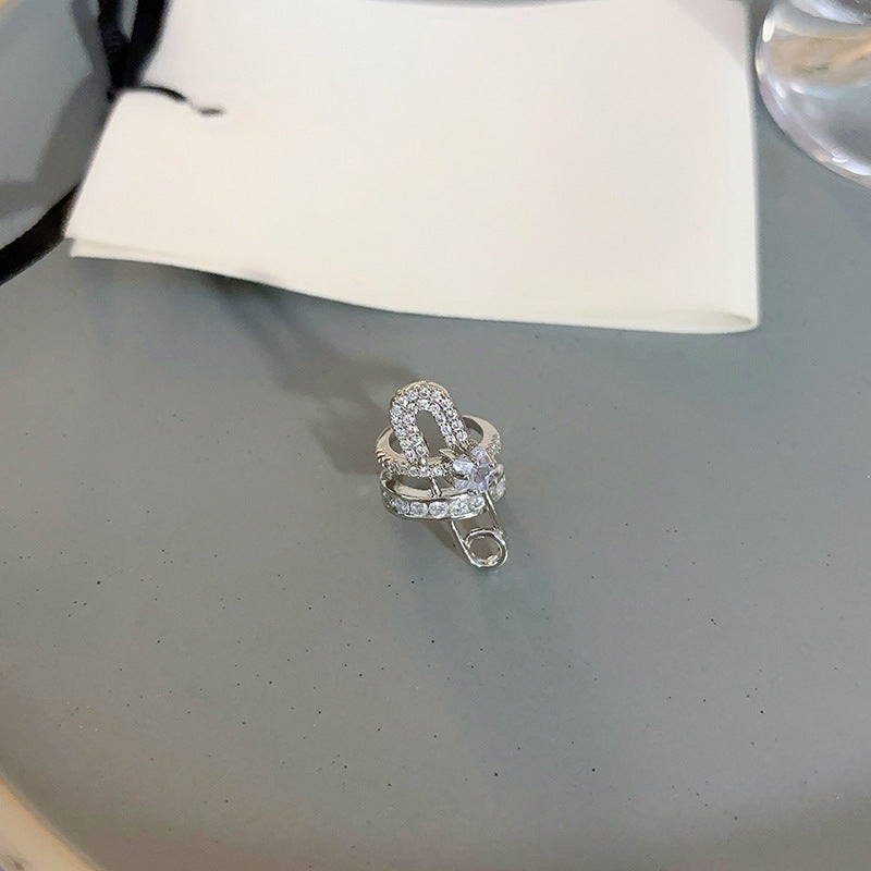 韓系鋯石回形針耳夾女無耳洞個性時尚潮流百搭耳骨夾輕奢耳環耳飾