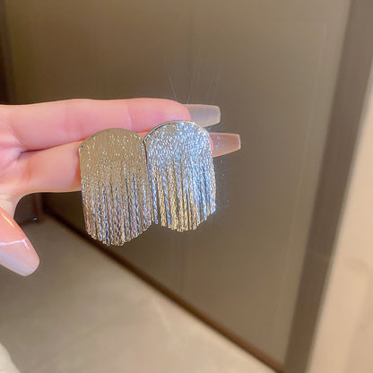 銀針鑲鉆幾何金屬鏈條流蘇耳環歐美時尚高級感耳釘個性耳飾批發女