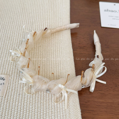 緞帶網紗蝴蝶纏繞髮箍