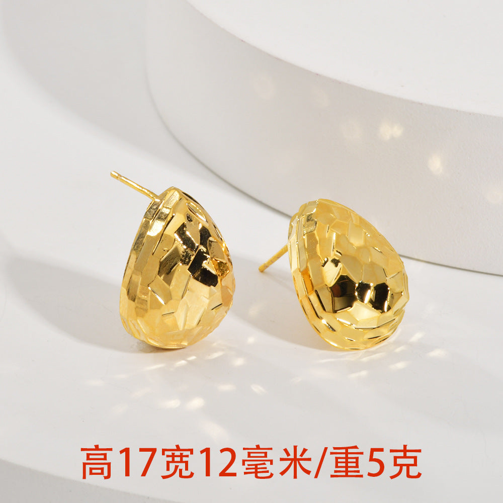 金色鋯石水滴簡約耳釘