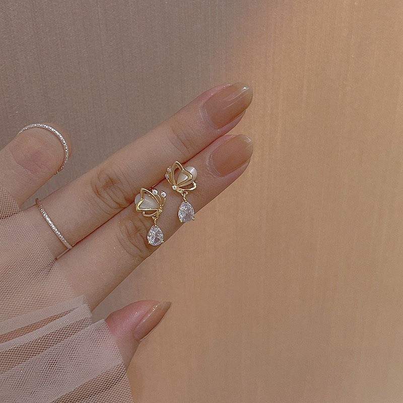 S925珍珠魚尾耳環－耳釘一對款細節｜https://igowo.tw/