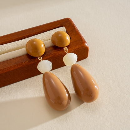 樹脂橢圓花朵流蘇耳環－細節特寫30｜https://igowo.tw/