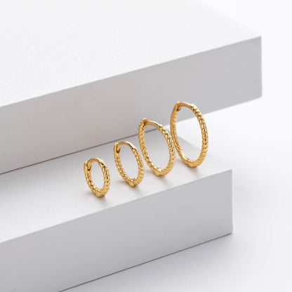 S925 耳環時尚個性麻花扭紋圓圈耳飾小眾高級感飾品