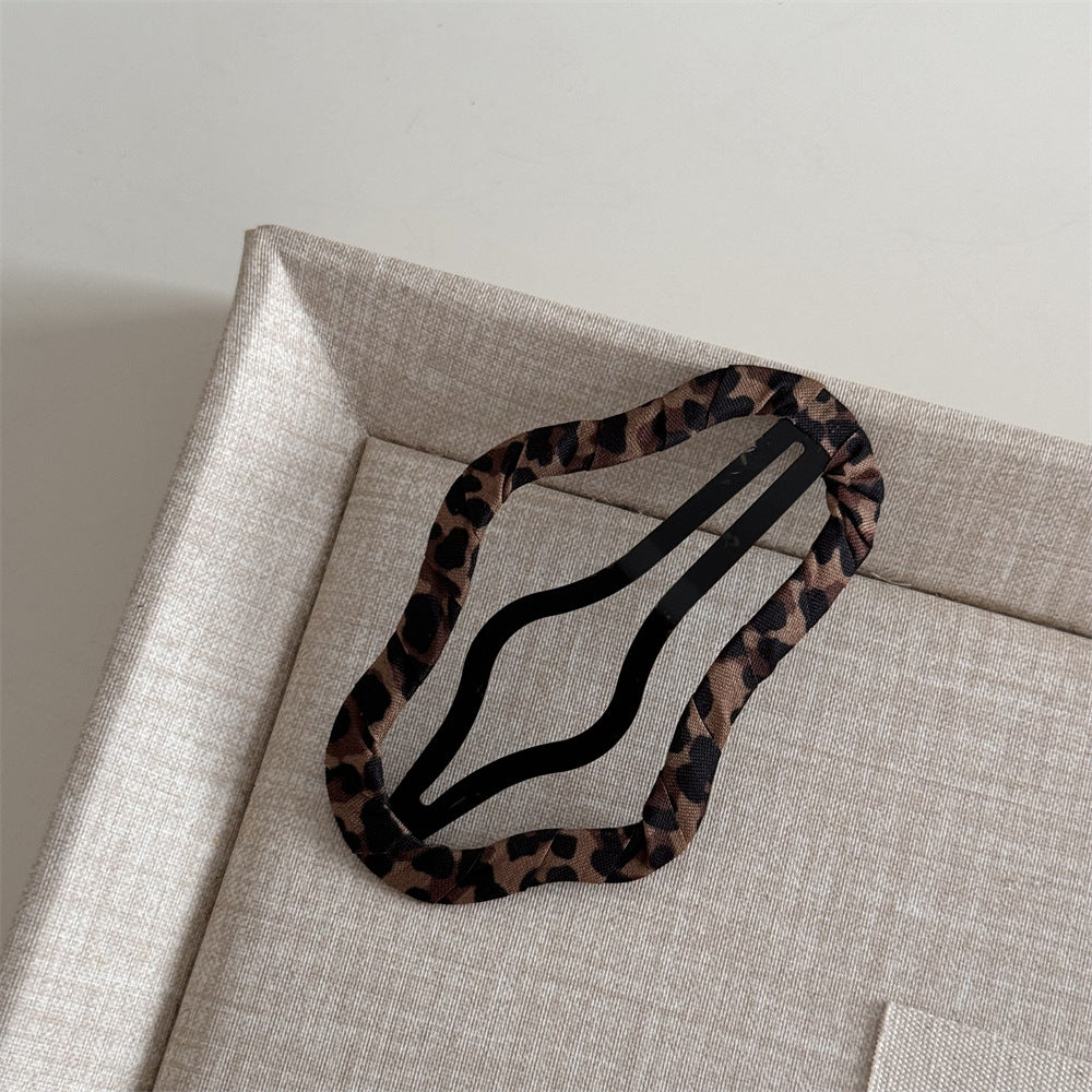 布面豹紋纏繞髮夾