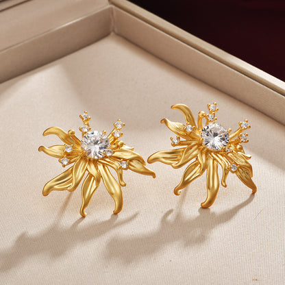 鋯石太陽花耳釘