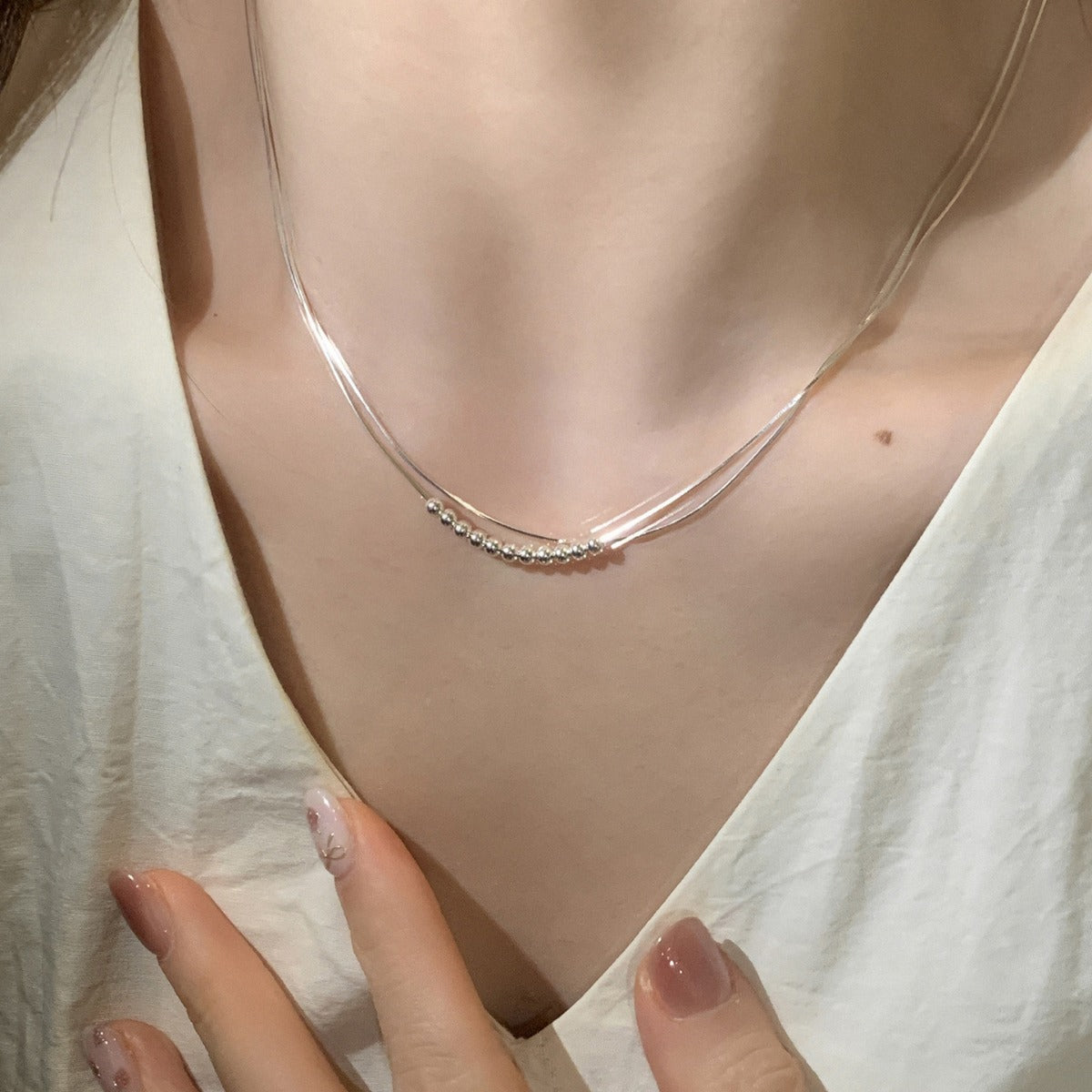 S925蛇骨圓珠簡約項鍊－商品主圖｜https://igowo.tw/