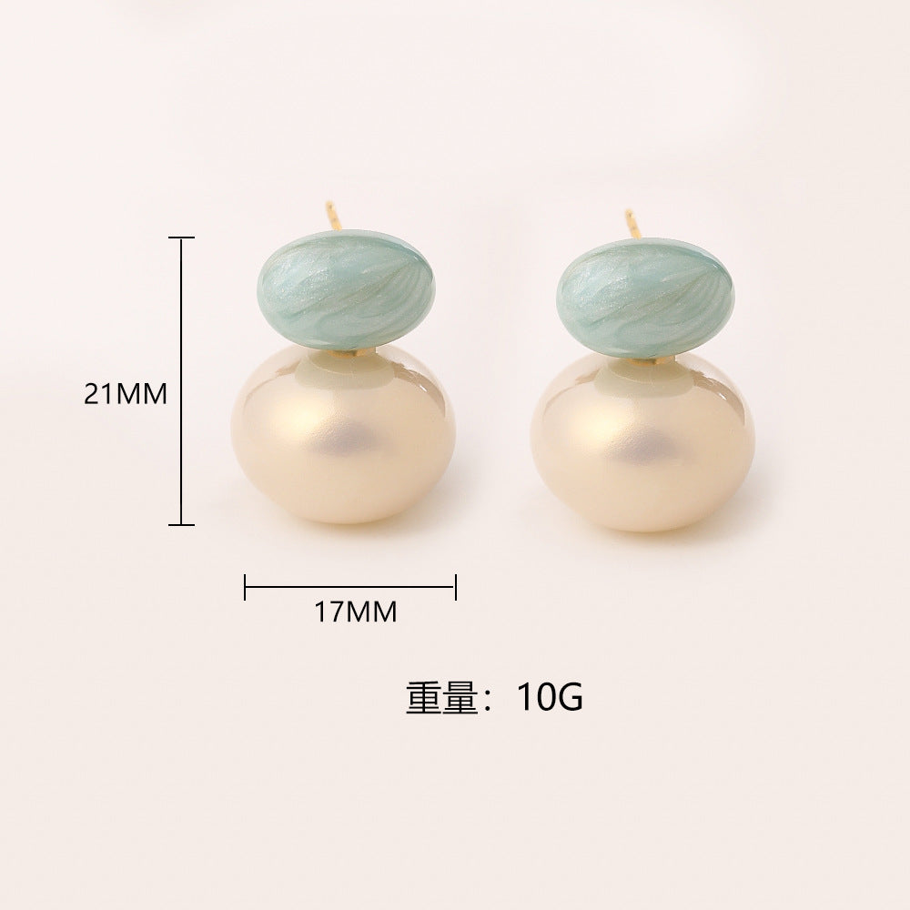 琺瑯珍珠圓珠耳釘