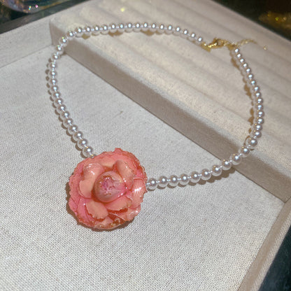 珍珠鋯石花朵復古項鍊