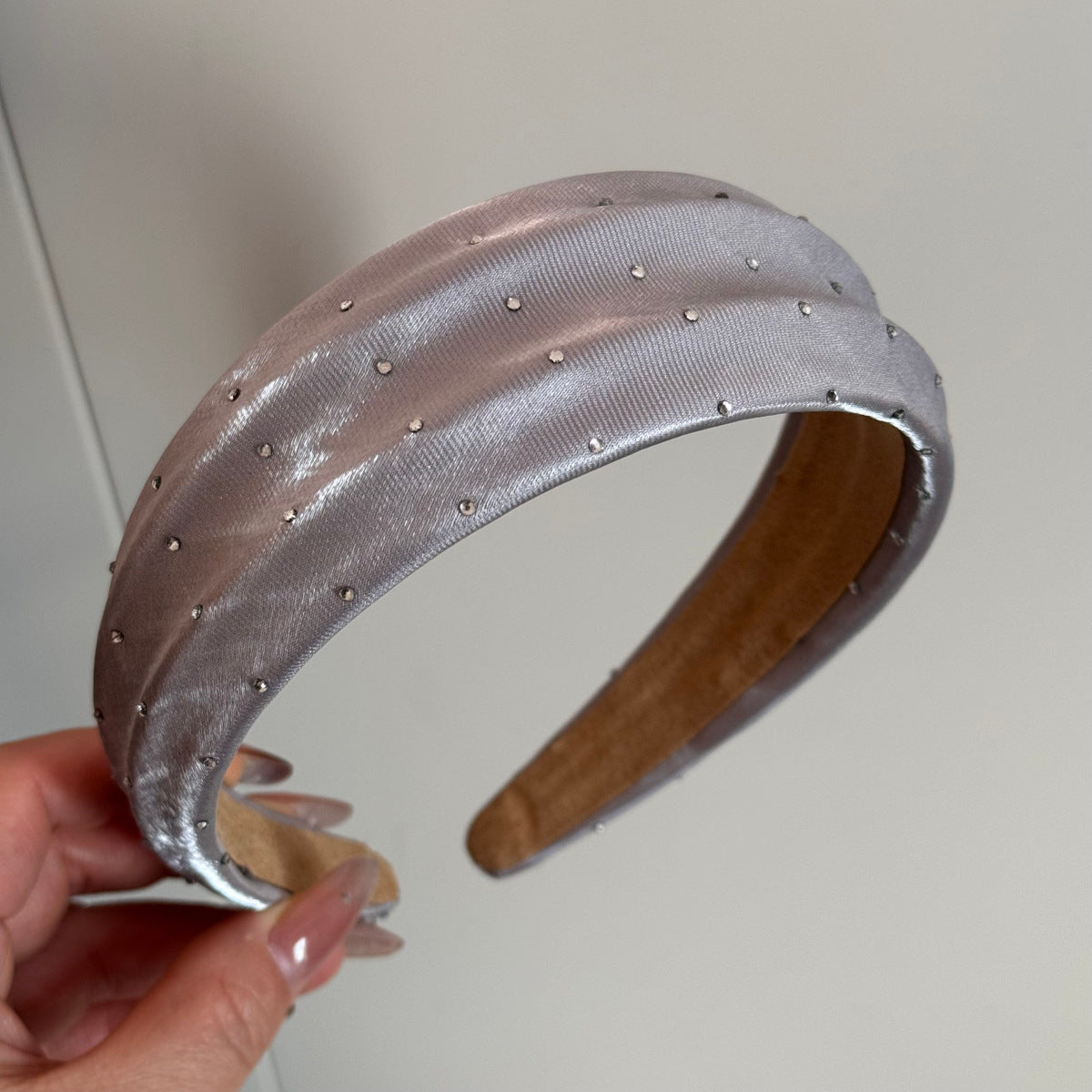 鋯石布面寬版鑲鑽髮箍