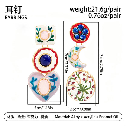 琺瑯愛心不對稱耳釘