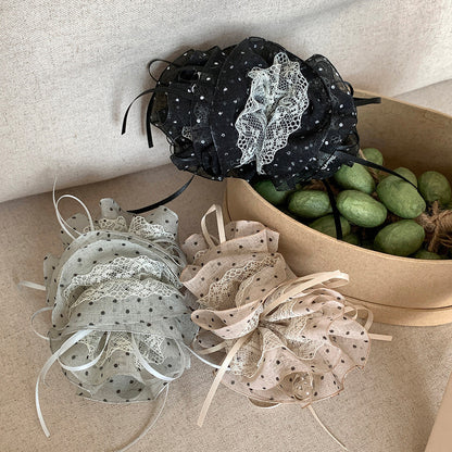 蕾絲波點復古簡約髮夾－薄荷綠款實拍｜https://igowo.tw/