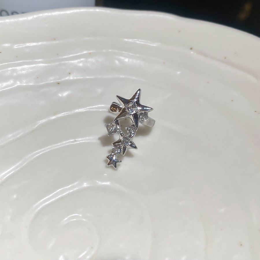 冷淡風鑲鉆星星耳夾女無耳洞個性時尚潮流百搭耳骨夾輕奢小眾耳飾