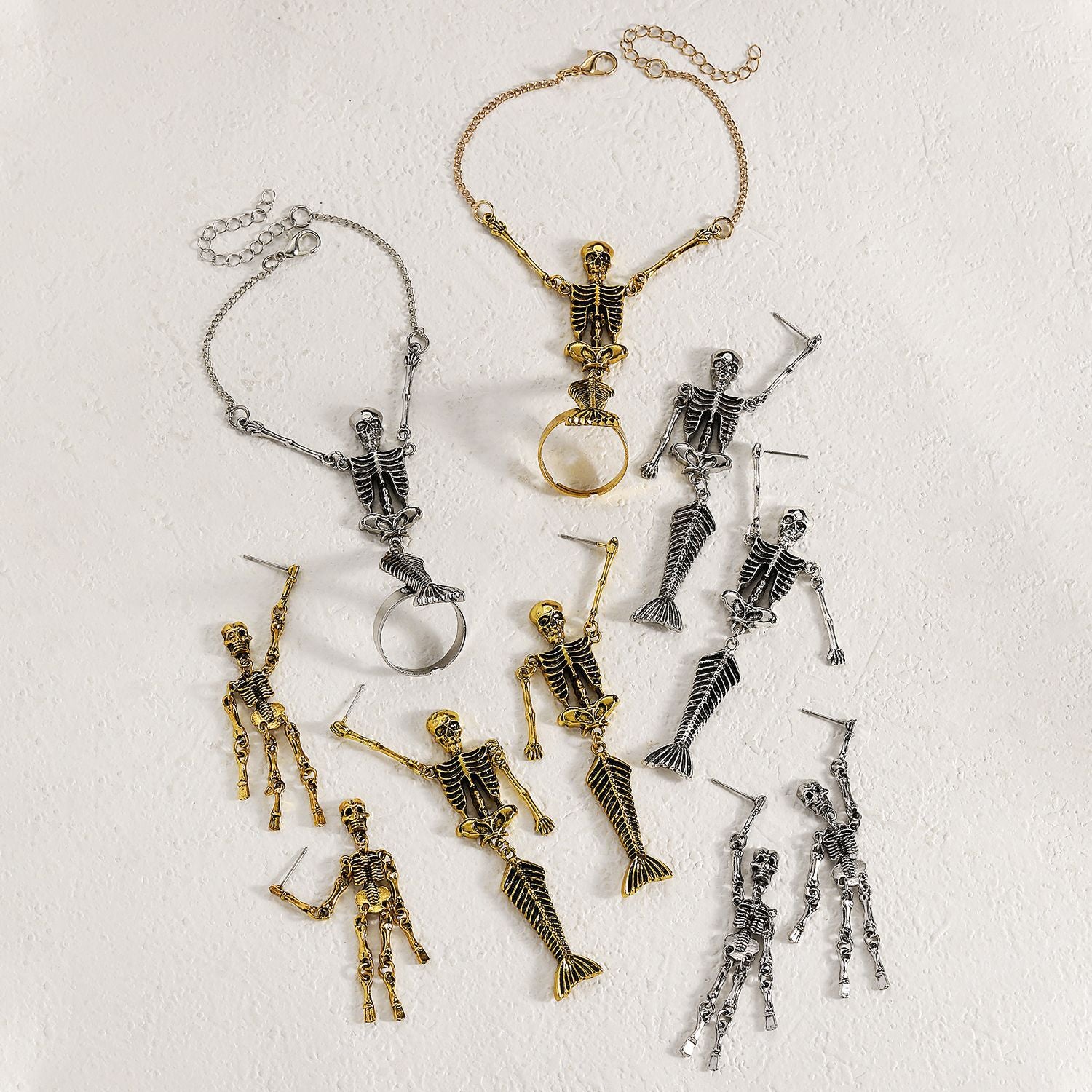 骷髏長版手鍊耳環組－細節特寫2｜https://igowo.tw/