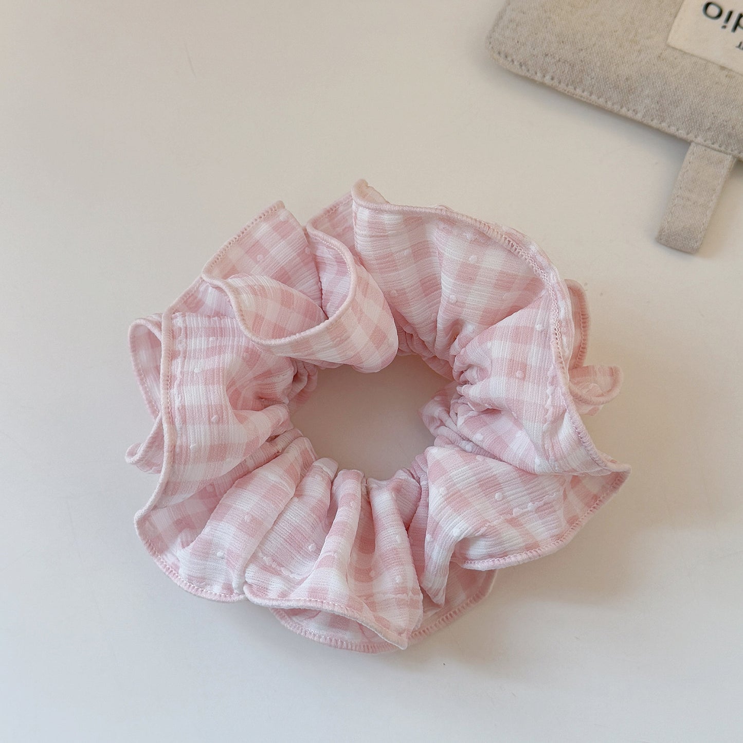 蕾絲格紋大腸圈髮圈