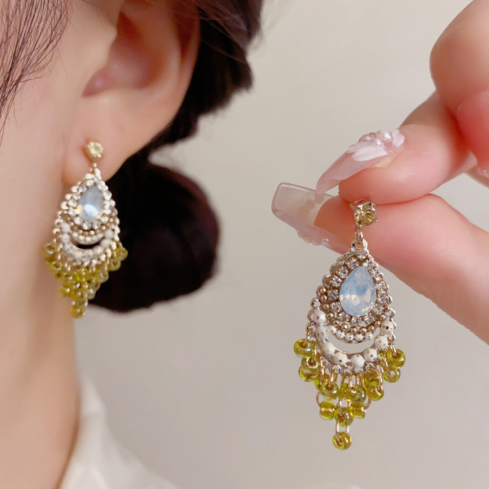 S925水滴流蘇復古耳墜－商品主圖｜https://igowo.tw/