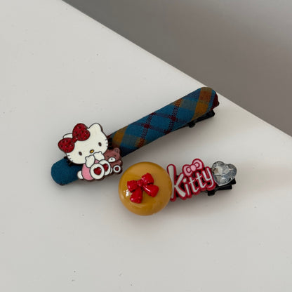 黃色布面格紋櫻桃髮夾－細節特寫13｜https://igowo.tw/