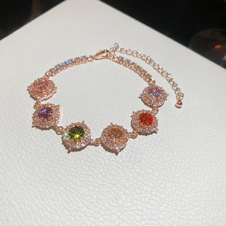 韓系千金~超閃鋯石花朵手鏈精致晚宴禮服氣質手環輕奢高級感手飾