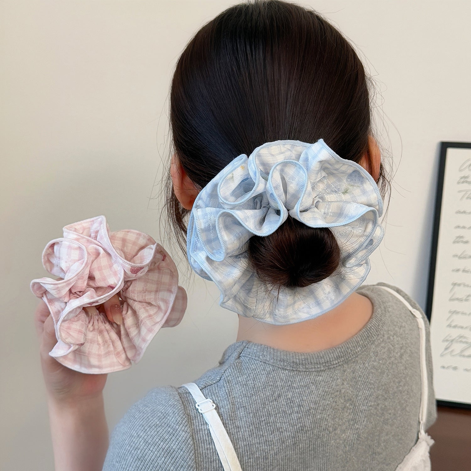格紋大腸圈髮圈－商品主圖｜https://igowo.tw/