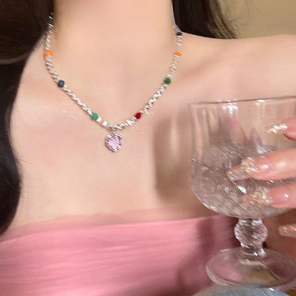 彩色串珠碎銀項鍊－細節特寫36｜https://igowo.tw/