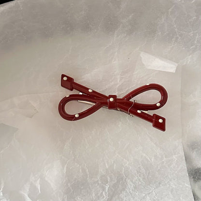 紅色波點蝴蝶結髮夾