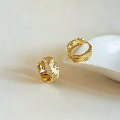 金色鋯石微鑲簡約耳環