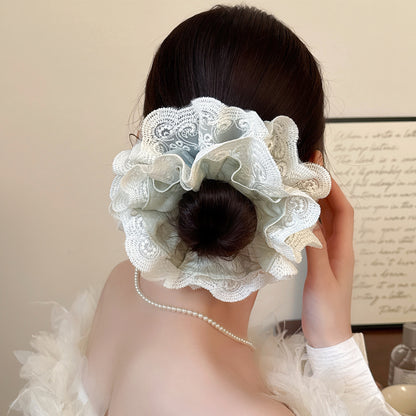 蕾絲大腸圈髮圈－髮箍款細節｜https://igowo.tw/