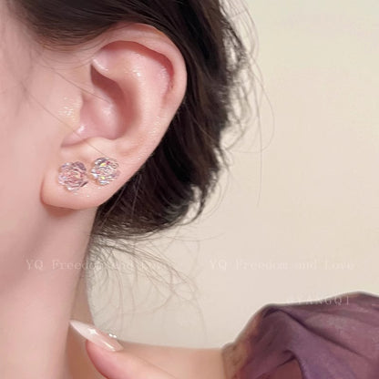 春夏山茶花朵耳釘