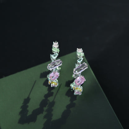 S925彩色鋯石不規則耳環－商品主圖｜https://igowo.tw/