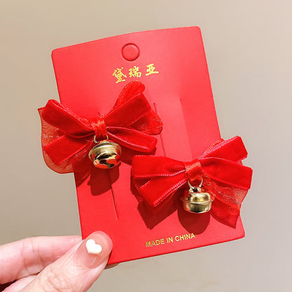 絨面蝴蝶結復古髮夾－細節特寫64｜https://igowo.tw/