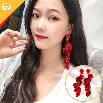 紅色銀針水滴流蘇耳環－細節特寫36｜https://igowo.tw/