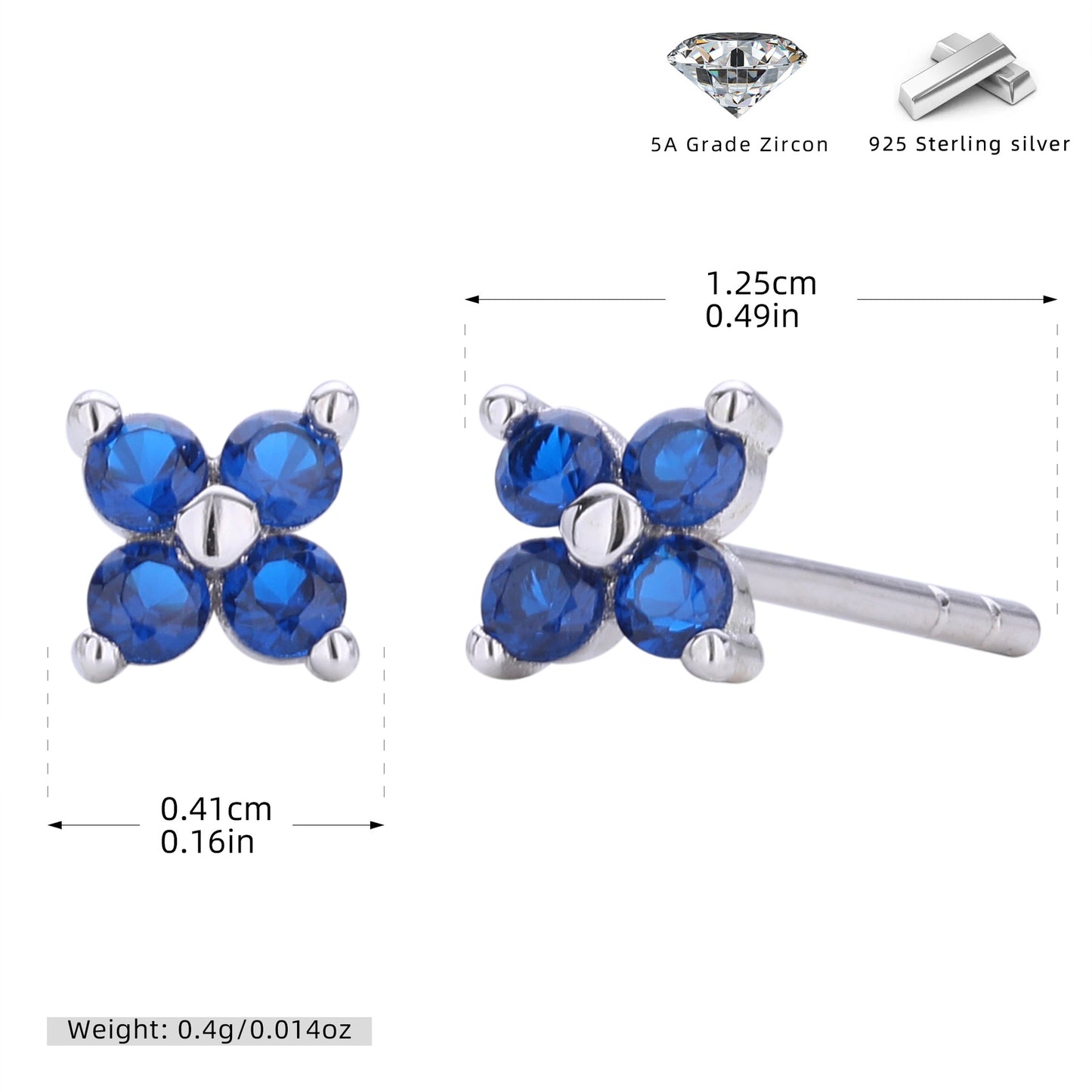 S925 耳釘四瓣小花多色迷你耳飾百搭小眾高級感飾品
