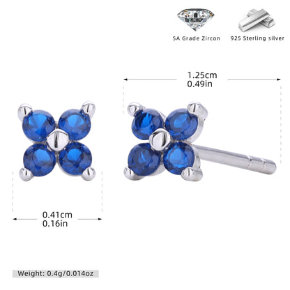 S925 耳釘四瓣小花多色迷你耳飾百搭小眾高級感飾品