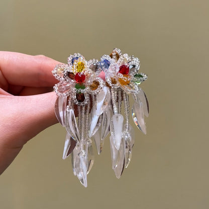 繽紛花朵圓形編織耳釘－細節特寫13｜https://igowo.tw/