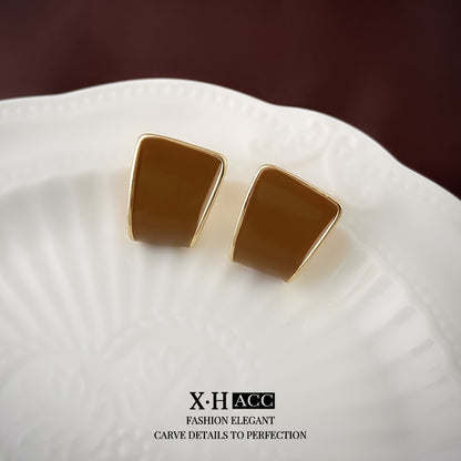 琺瑯銀針幾何復古耳釘