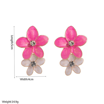 琺瑯花朵鑲鑽垂墜耳環－藍色款實拍｜https://igowo.tw/