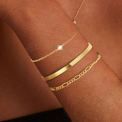 鋯石網球鏈開口手鐲組