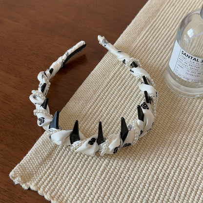 珍珠布面扭紋纏繞髮箍