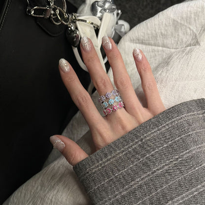 彩色琺瑯花朵簡約戒指－紫色款細節1｜https://igowo.tw/